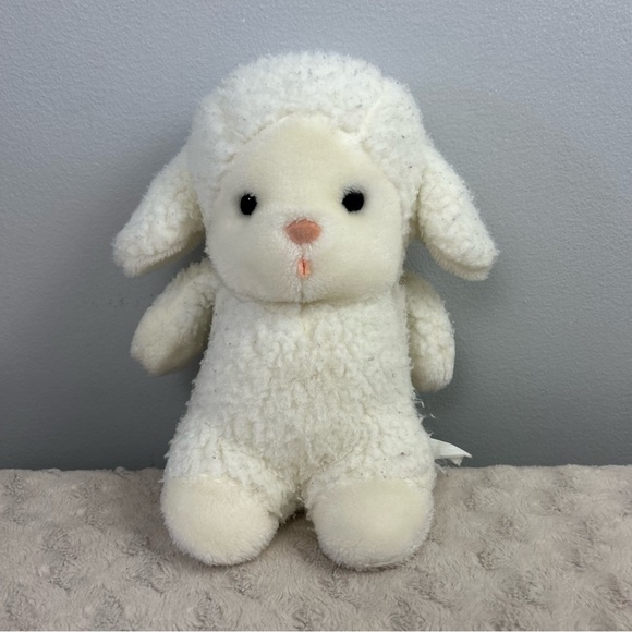 Vintage Eden Lamb Sheep Plush Stuffed Animal Toy Sherpa Chime Bell